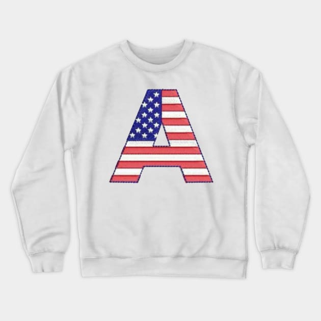 American Embroidered Font Crewneck Sweatshirt by anacarminda